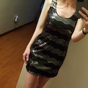 Charlotte Russe Black and Silver Sequin Dress